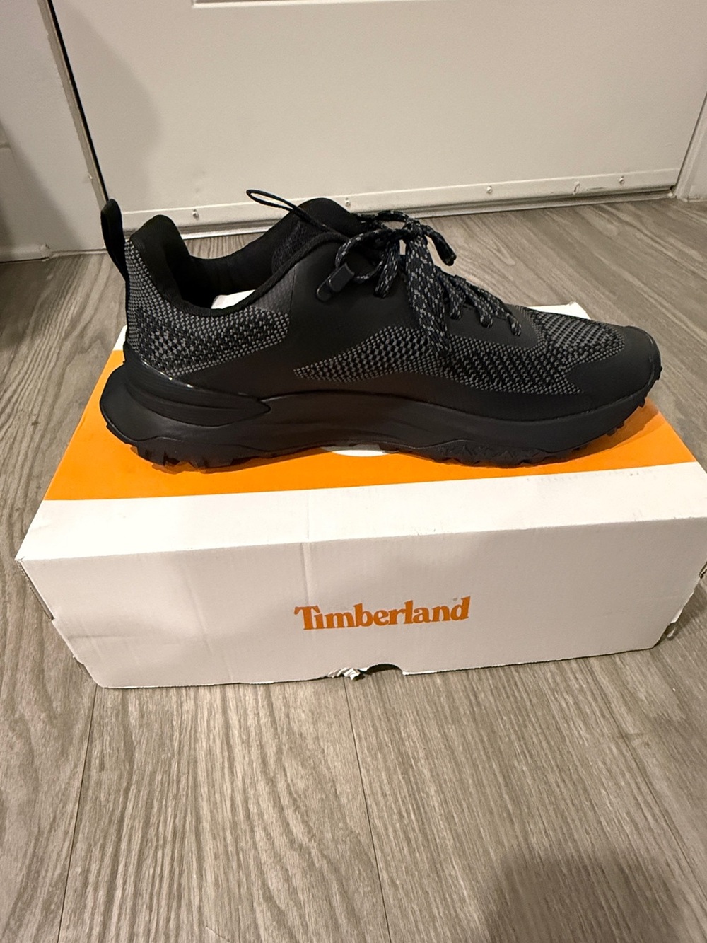 Timberland Black Knit Sneaker with Orange Insole